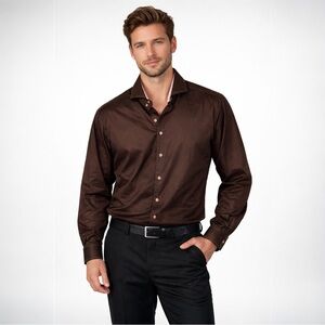 Sz 2X Debonair Collection Paris Brown& Pink Dress Shirt $250 MSRP